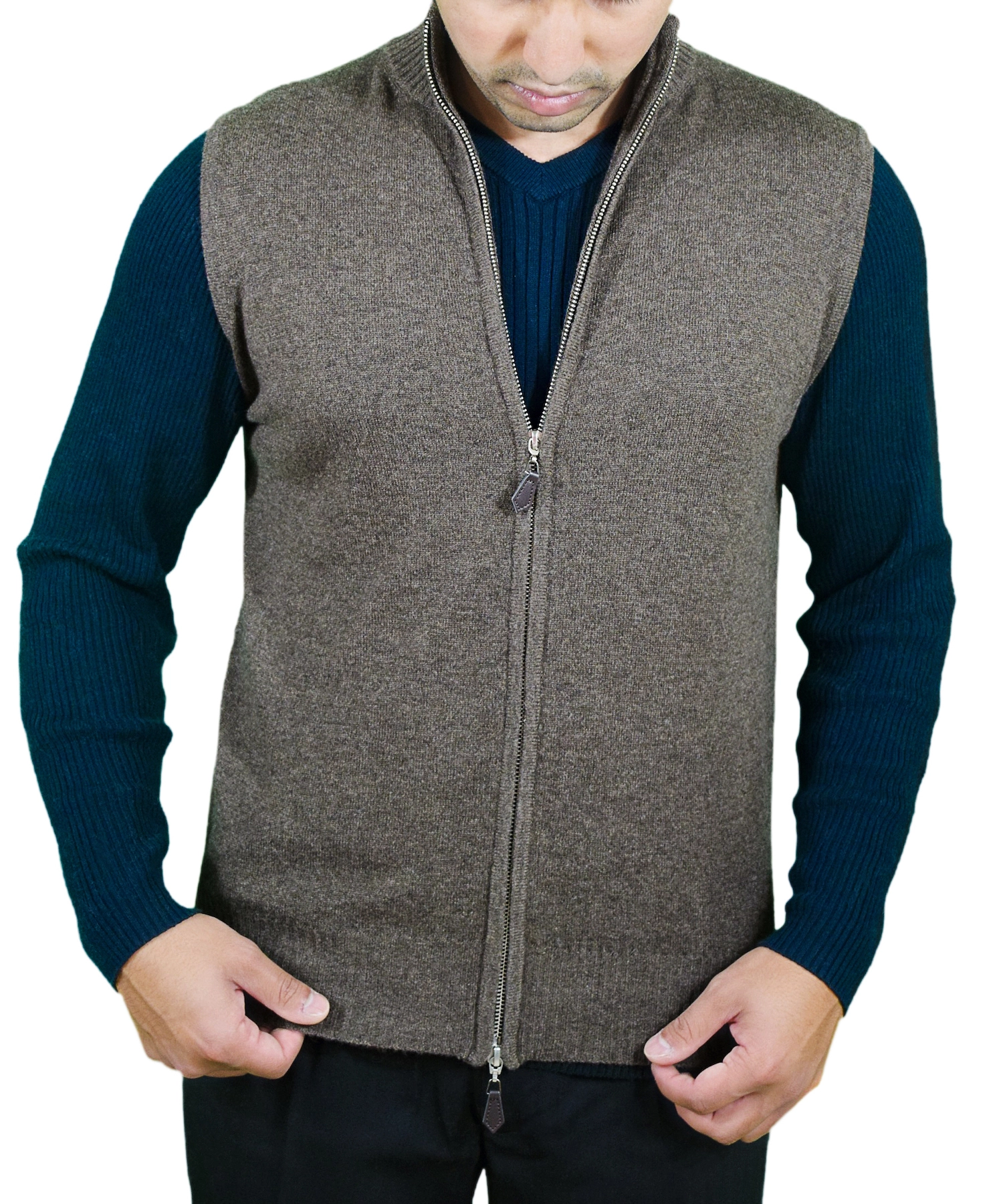 Men's Zip Vest in Pure Cashmere - Cashmere Boutique